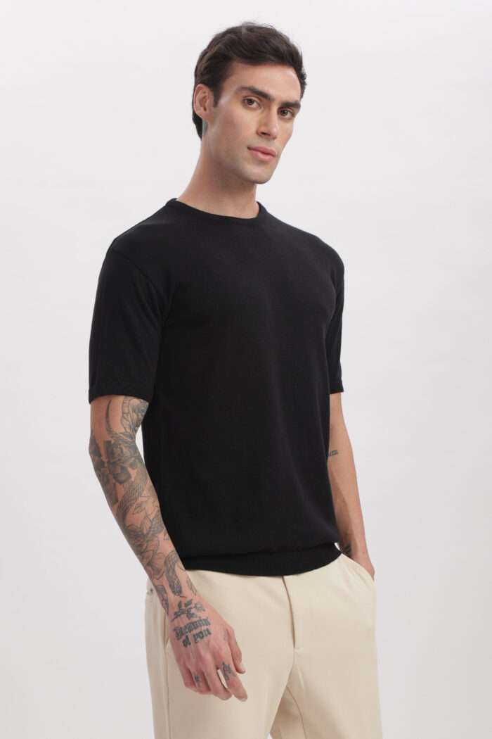 Front shot of Black Onyx Crewneck for men from The Seasons' summer collection